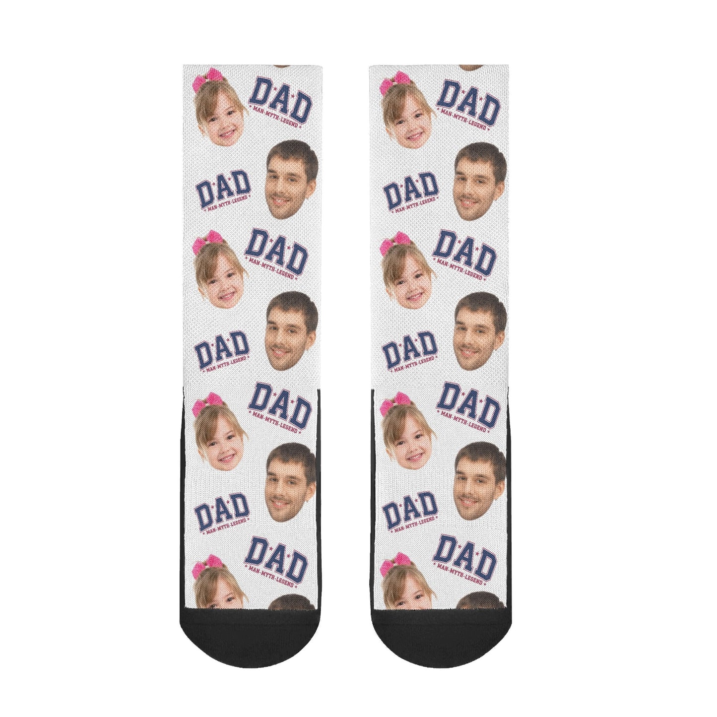 custom sock with dad and daughter face