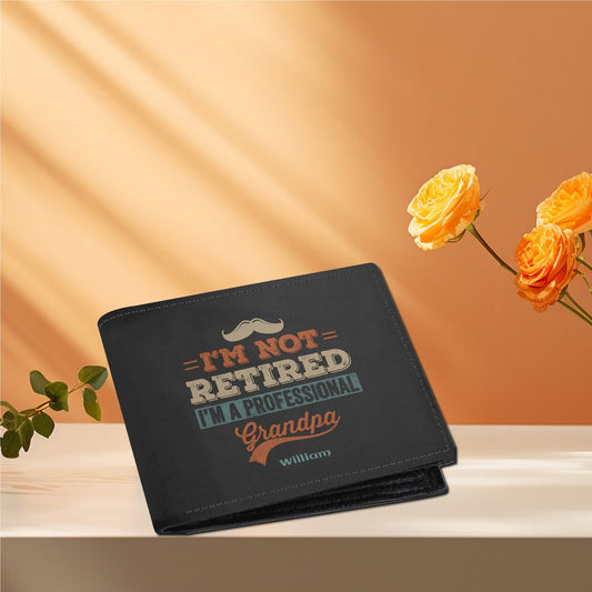 Professional Grandpa Wallet - Personalised Top-Grain Leather Wallet Paper Folded Wallet
