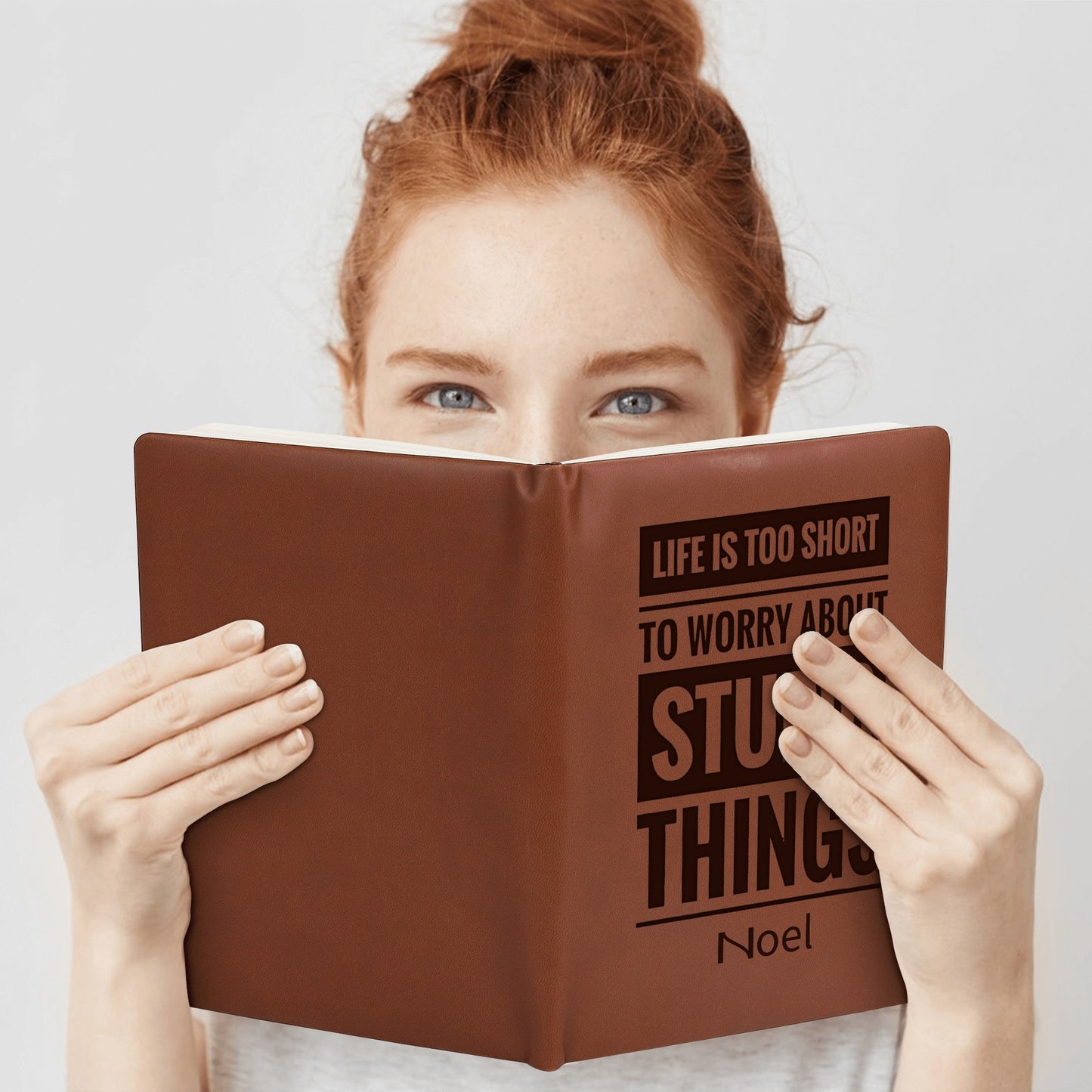 Life Is Too Short - Engraved Brown Notebook Custom Journals Diary Gift for Friends, Family