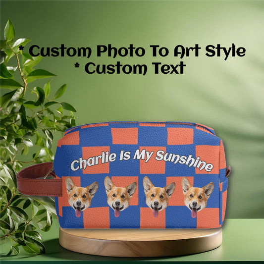 custom photo and text make up multi-functional bag