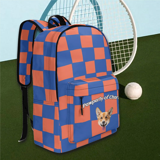 Custom Pet Art Style Checked School Backpack
