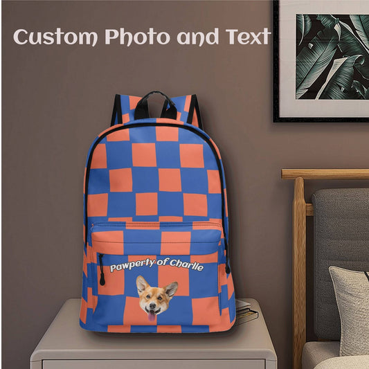 Custom Pet Art Style Checked School Backpack
