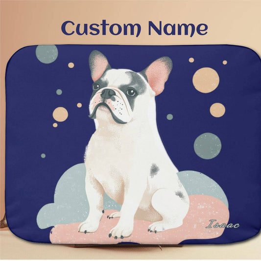 Bulldog Tablet Sleeve - Custom Name 13 inch 14 inch Laptop Bag - Gift For Dog Lovers