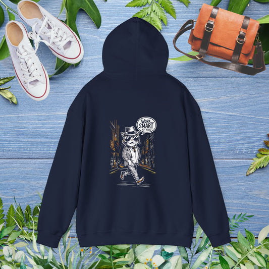 Cat Work Smart Hoodie (Back Print) - furevermama