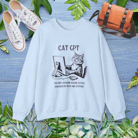 CAT GPT Sweatshirt - Funny Crewneck Sweatshirt For Cat Lover - furevermama