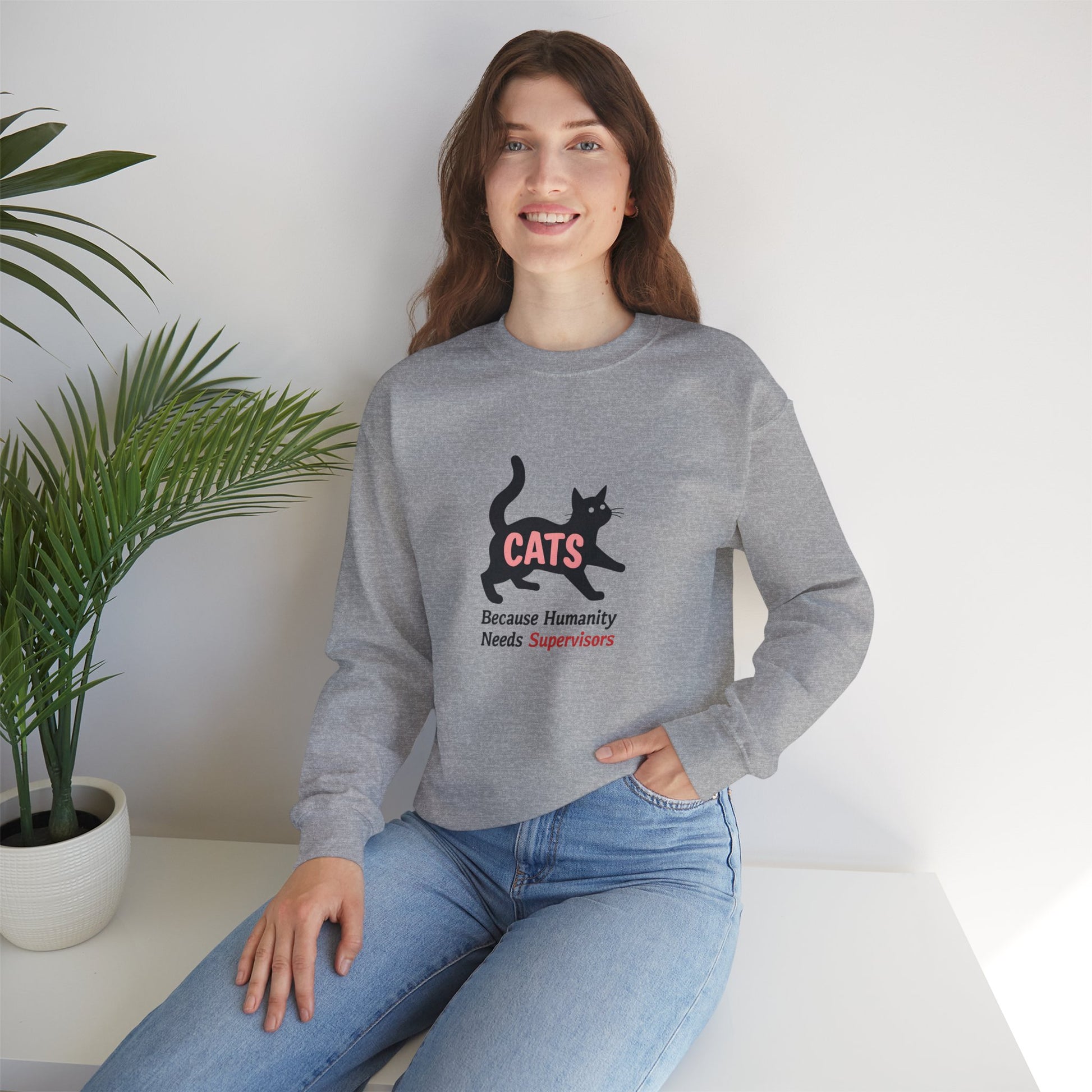Cat Unisex Sweatshirt - Humanity Needs Supervisors - furevermama