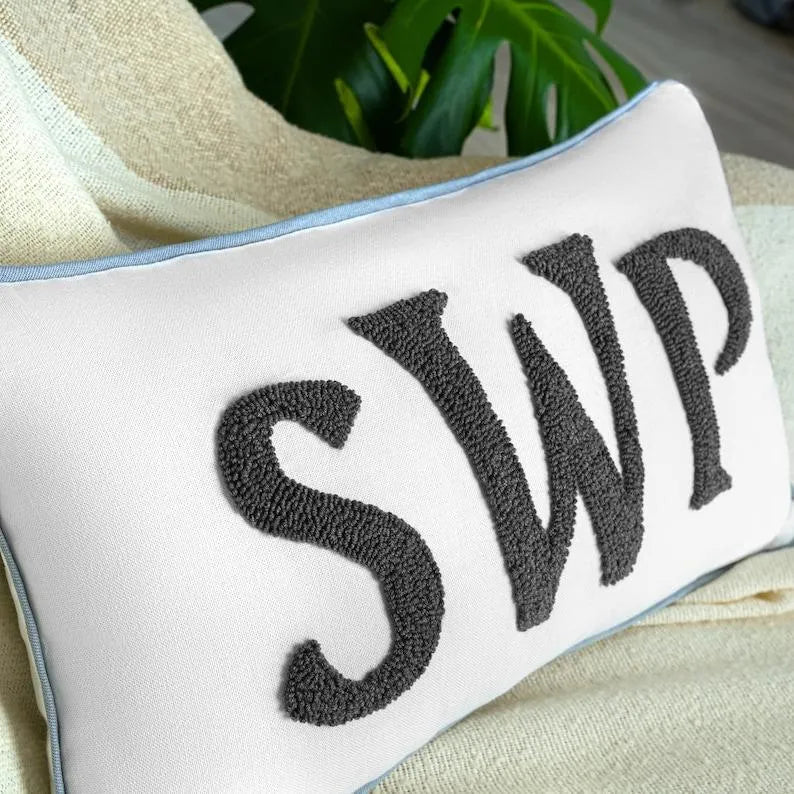 Custom Name Punch Needle Pillow Case (Insert Not Included)