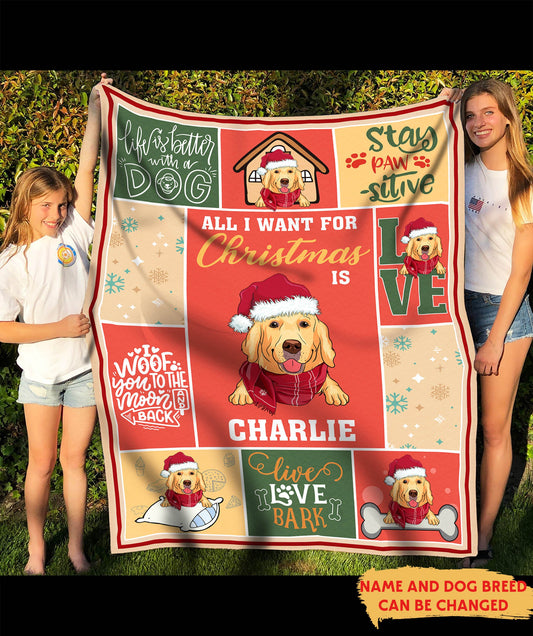 All I want For Christmas Is My Dog - Personalized Dog Fleece Blanket - furevermama
