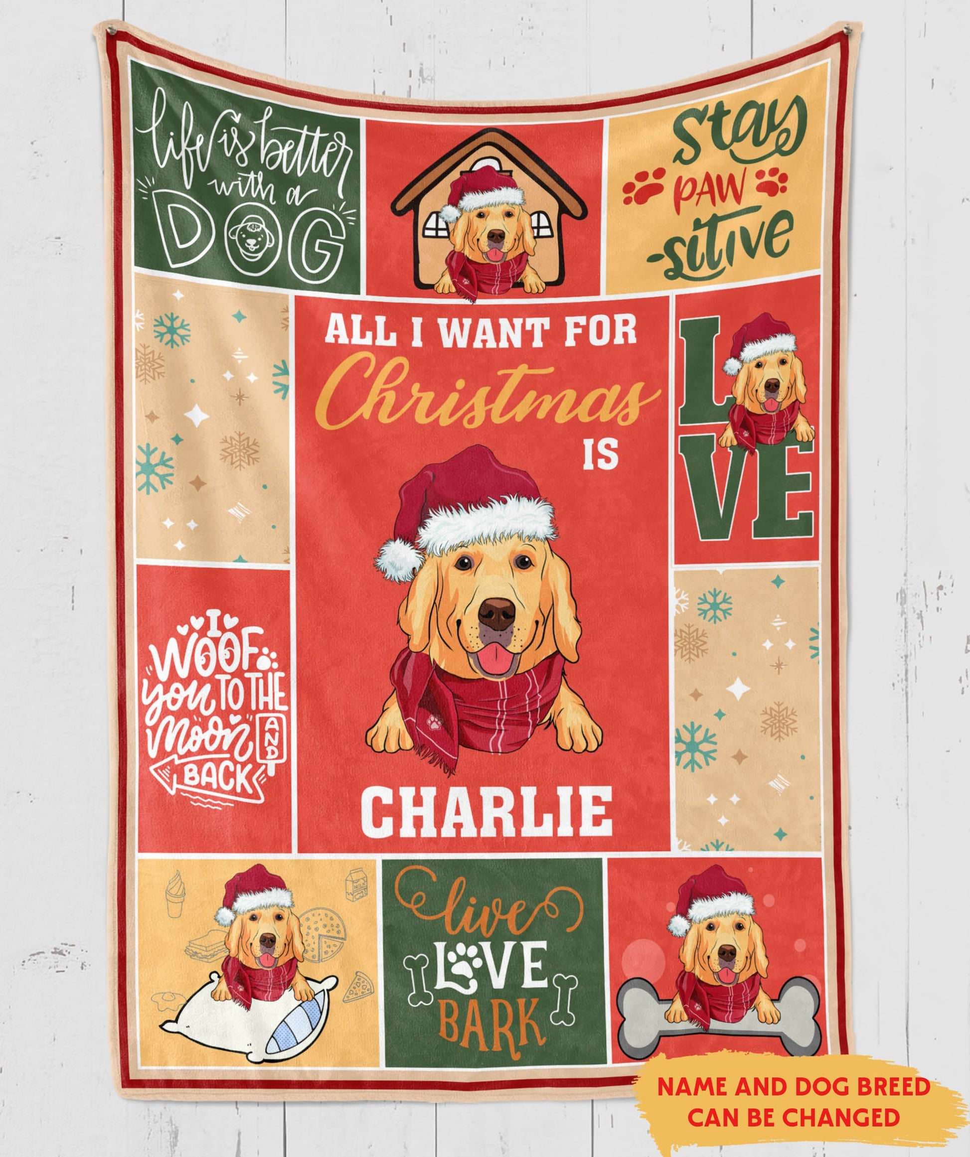 All I want For Christmas Is My Dog - Personalized Dog Fleece Blanket - furevermama