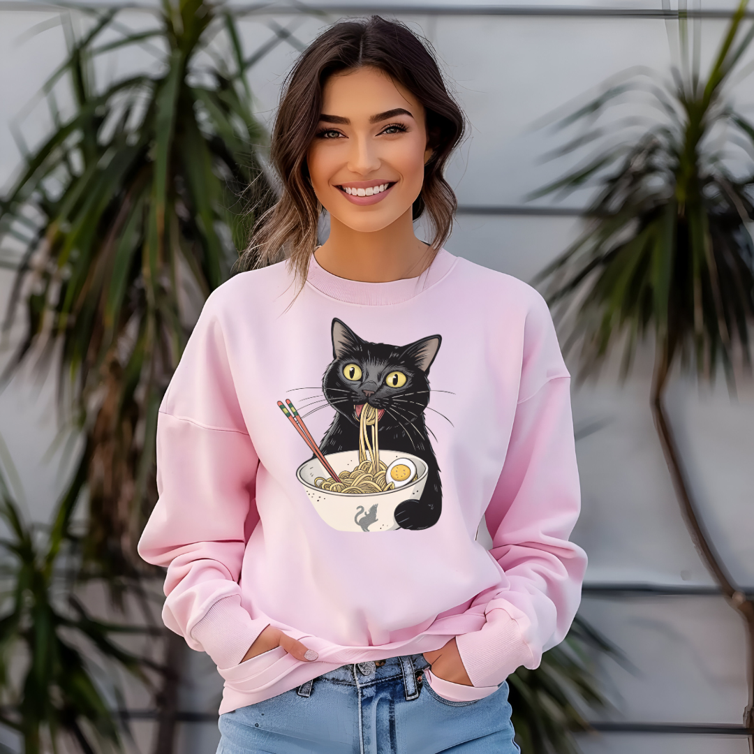 My Cat Eating My Ramen Crewneck Sweatshirt - furevermama