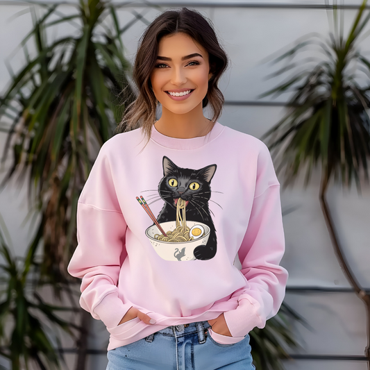 My Cat Eating My Ramen Crewneck Sweatshirt - furevermama