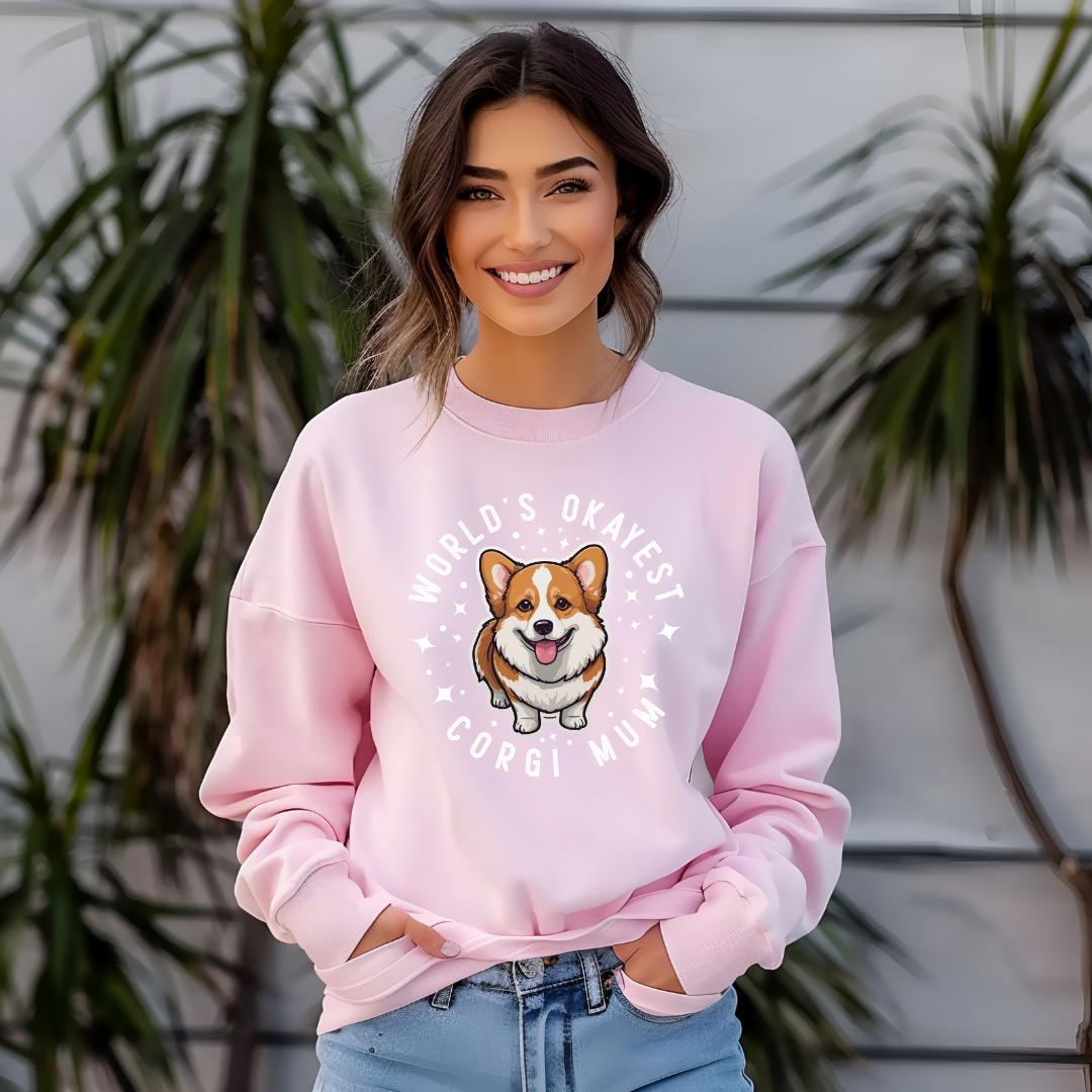 World's Okayest Corgi Mum Crewneck Sweatshirt - furevermama