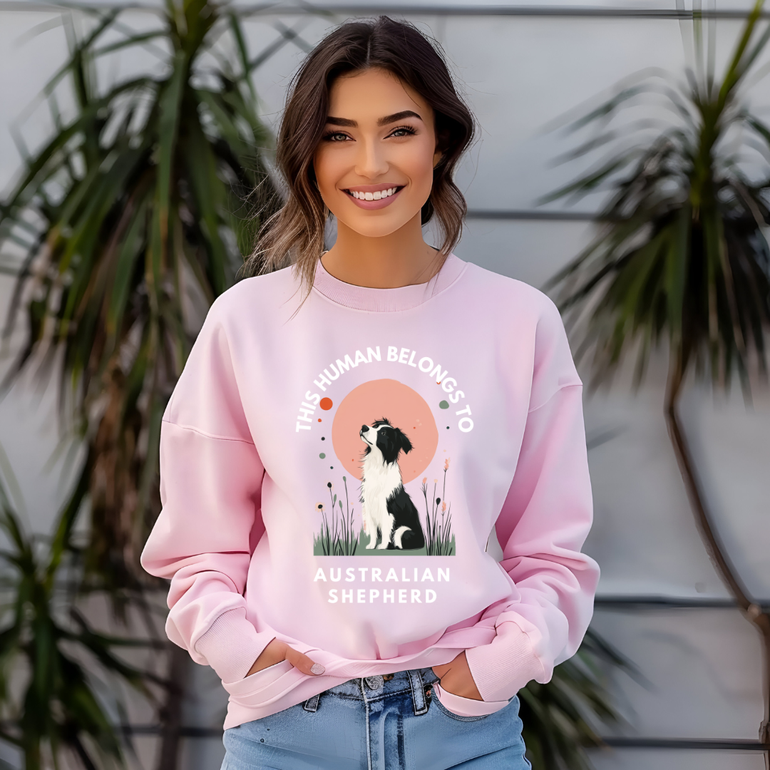 This Human Belongs To Australian Shepherd Unisex Sweatshirt - furevermama