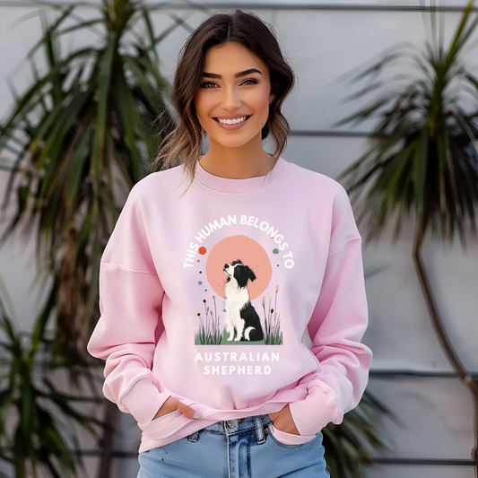 This Human Belongs To Australian Shepherd Unisex Sweatshirt - furevermama