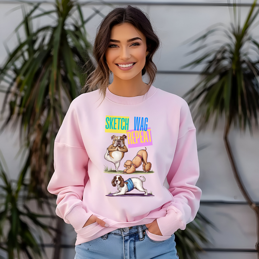 Sketch Wag Repeat Dog Lover Sweatshirt - furevermama