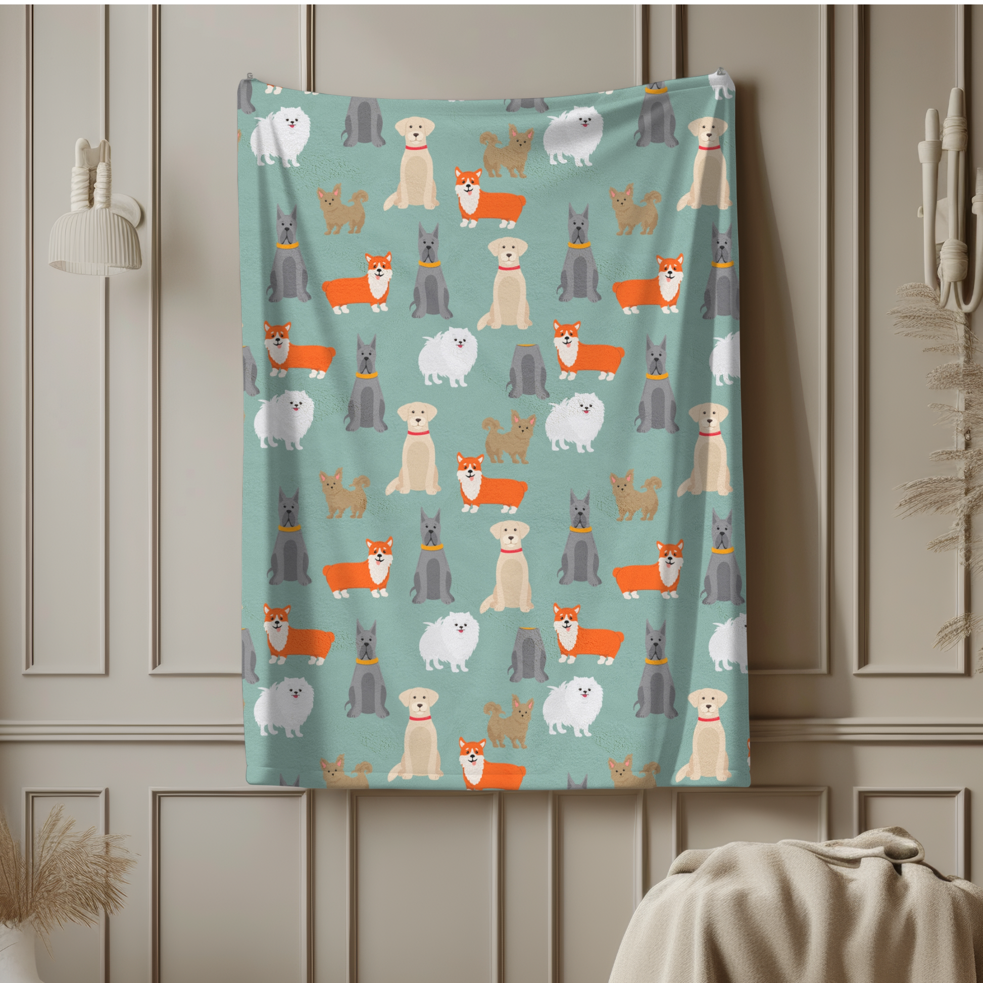 Dog Pattern Velveteen Plush Blanket - furevermama