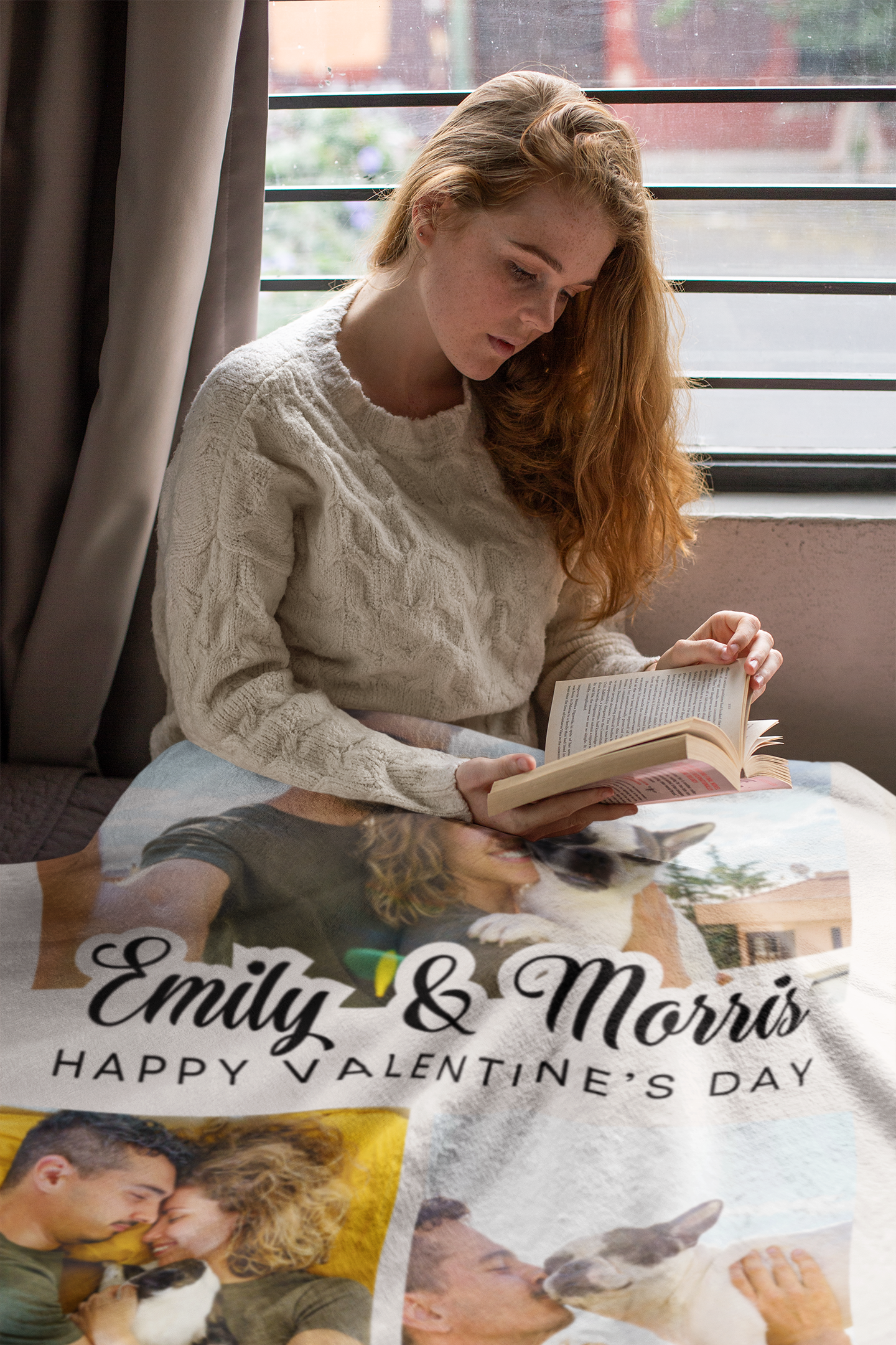 Custom Photo "Happy Valentine's Day" Velveteen Plush Blanket - furevermama