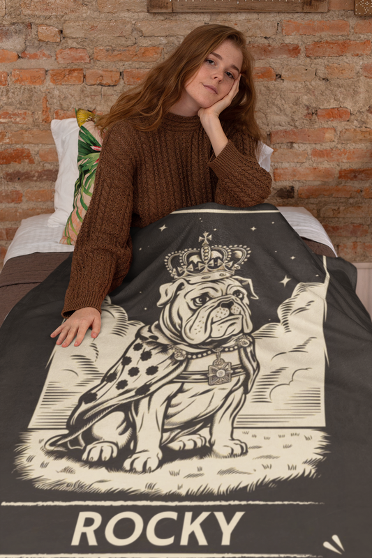The Master Bulldog Blanket, Custom Velveteen Plush Blanket - furevermama