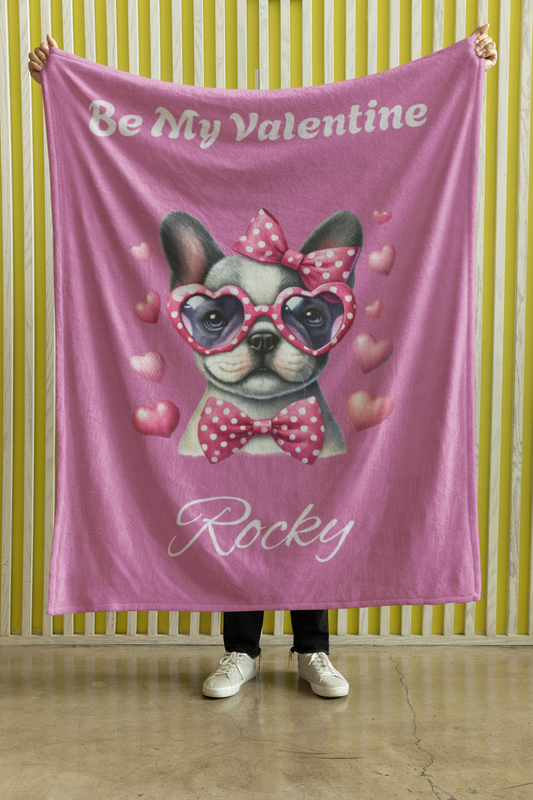 Velveteen Plush Blanket - Custom Dog Breed Be My Valentine Blanket - furevermama
