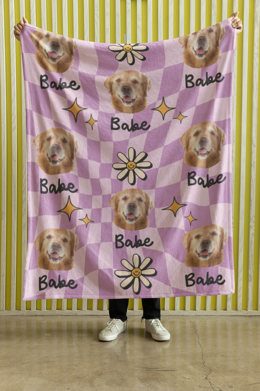 Custom Pet Photo Name Retro Velveteen Plush Blanket - furevermama