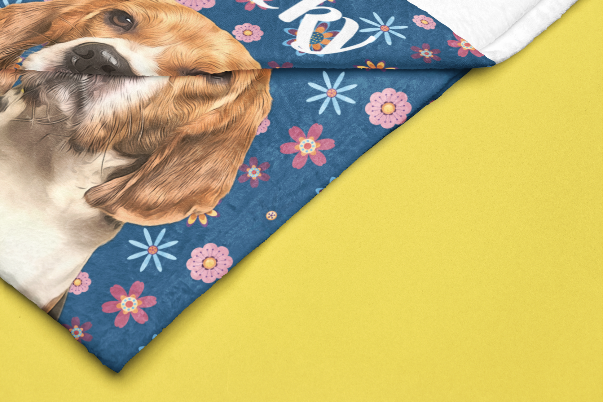 Custom Pet Portrait Name Color Floral Velveteen Plush Blanket - furevermama