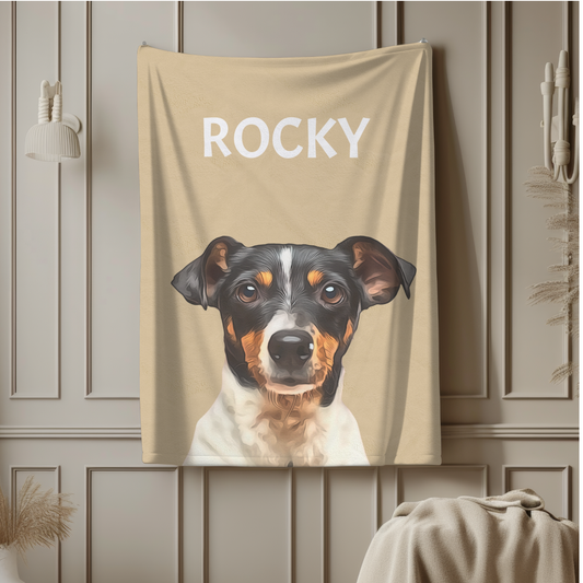 Custom Pet Portrait Color Background Velveteen Plush Blanket - furevermama