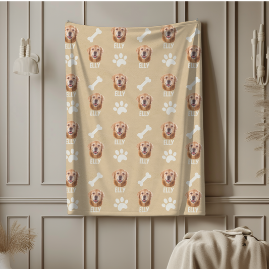 Custom Pet Photo Name Velveteen Plush Blanket - furevermama