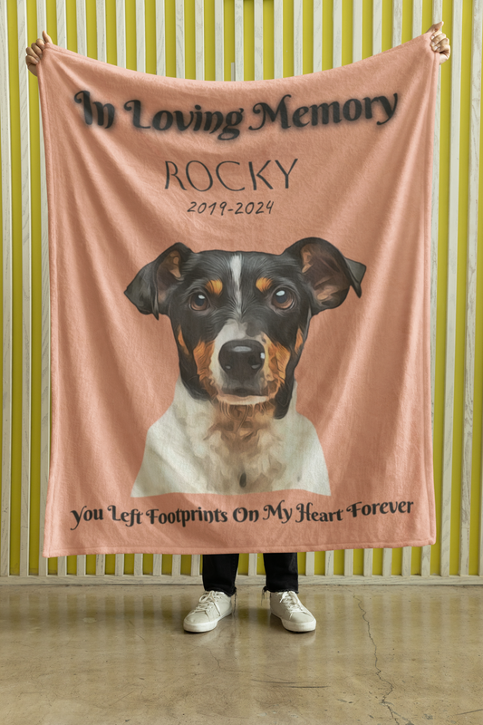 Custom Pet Portrait In Memory Velveteen Plush Blanket - furevermama