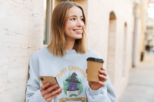 More Expresso Cat Crewneck Sweatshirt - furevermama