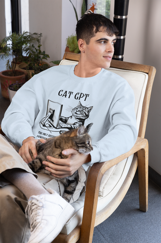 CAT GPT Sweatshirt - Funny Crewneck Sweatshirt For Cat Lover - furevermama