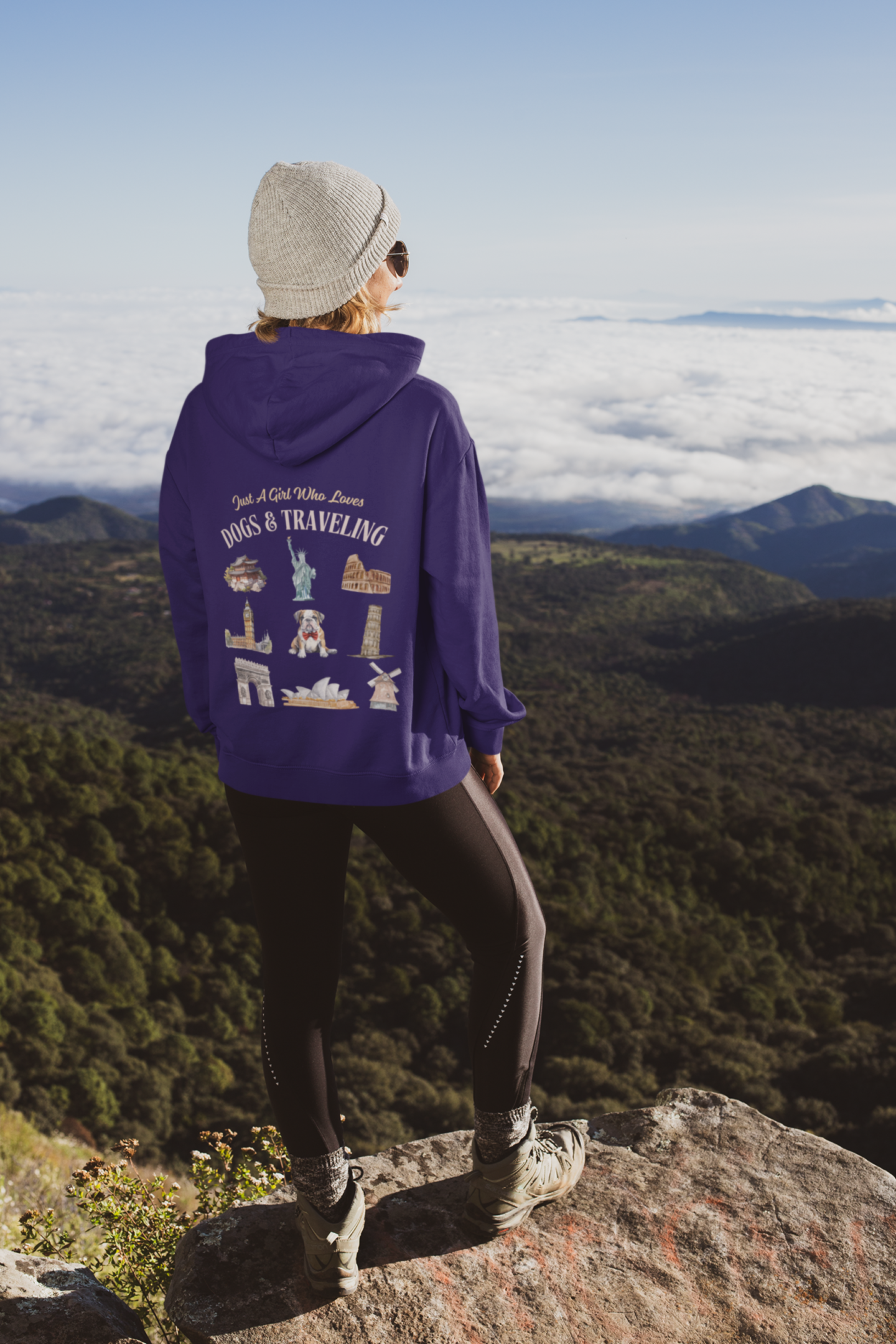 (Custom) Just A Girl Who Loves Dogs and Traveling Unisex Hoodie - Custom Text, Front or Back Print, Dogs or Cats - furevermama