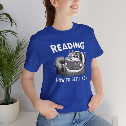 Cat Reading How To Get Likes Unisex Jersey Short Sleeve Tee - furevermama