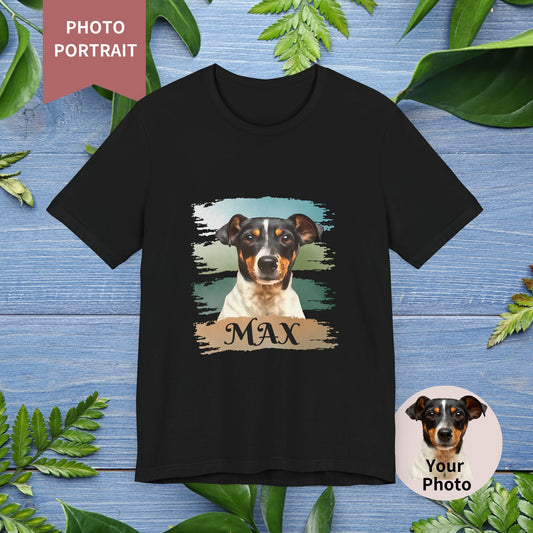 Custom Pet Portrait T-Shirt, Green Brush Edition - furevermama