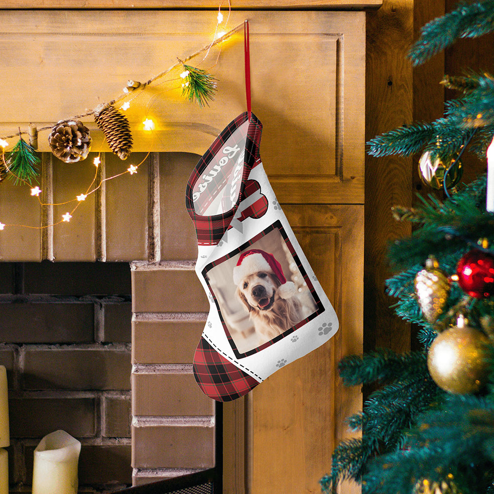 Personalized Christmas Stocking with Photo and Text Gift for Pets - furevermama