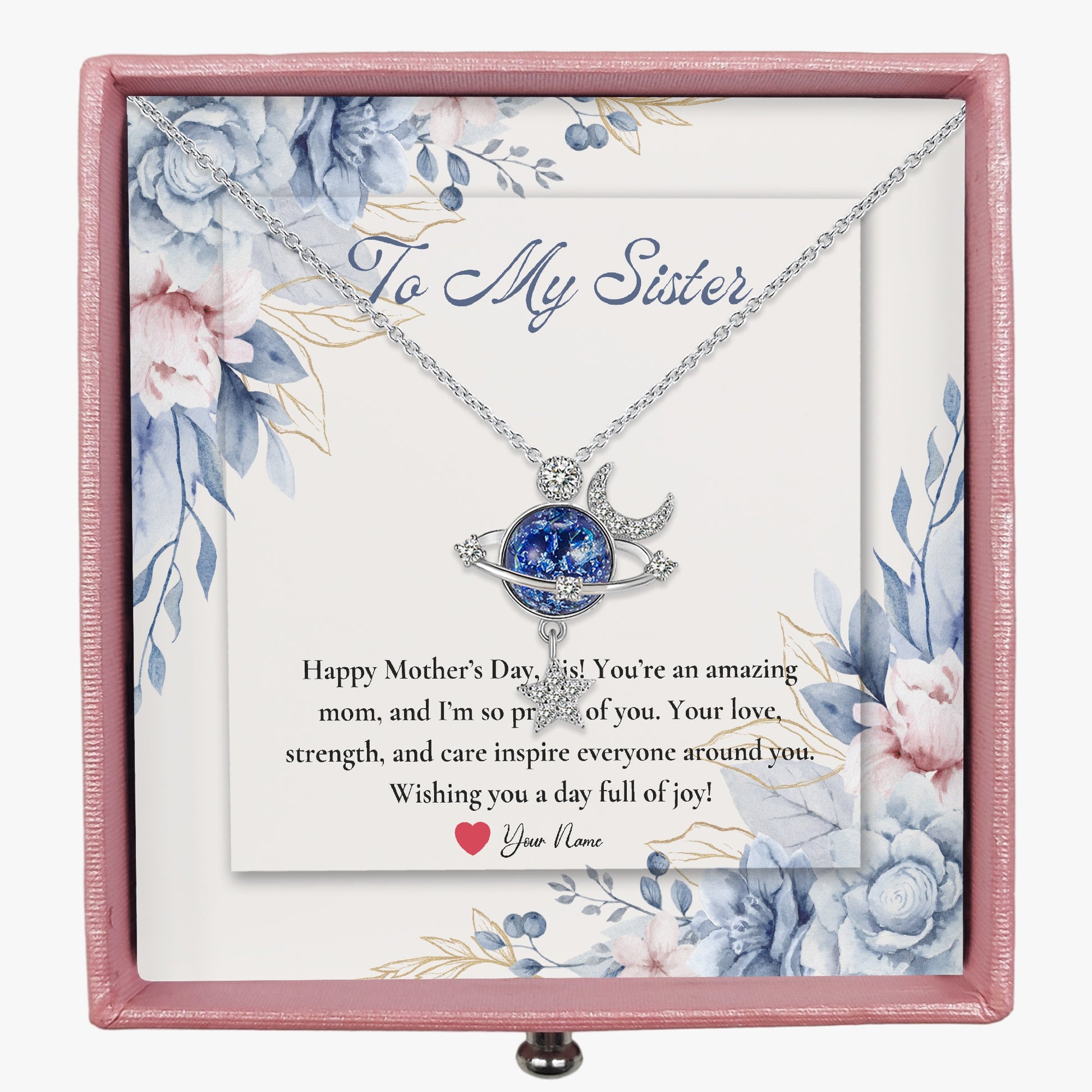 Moon and Star Necklace with Gift Box - For Sister - furevermama