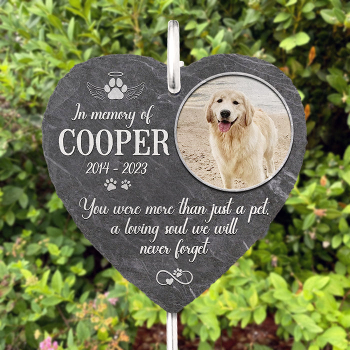 Pet Memorial - Pet Loss Keepsake - Custom Photo Memorial Garden Slate & Hook - Cemetery Decorations For Grave - furevermama