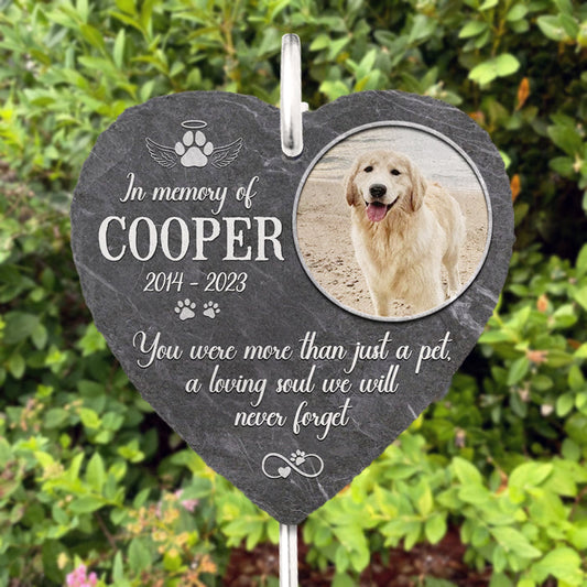 Pet Memorial - Pet Loss Keepsake - Custom Photo Memorial Garden Slate & Hook - Cemetery Decorations For Grave - furevermama