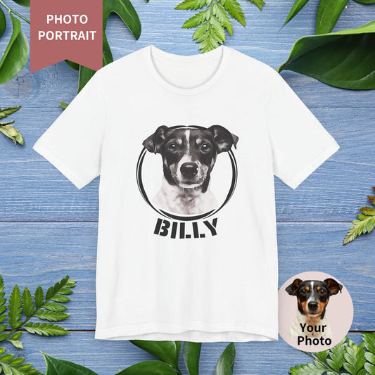 Custom Pet Portrait T-Shirt, Black and White - furevermama