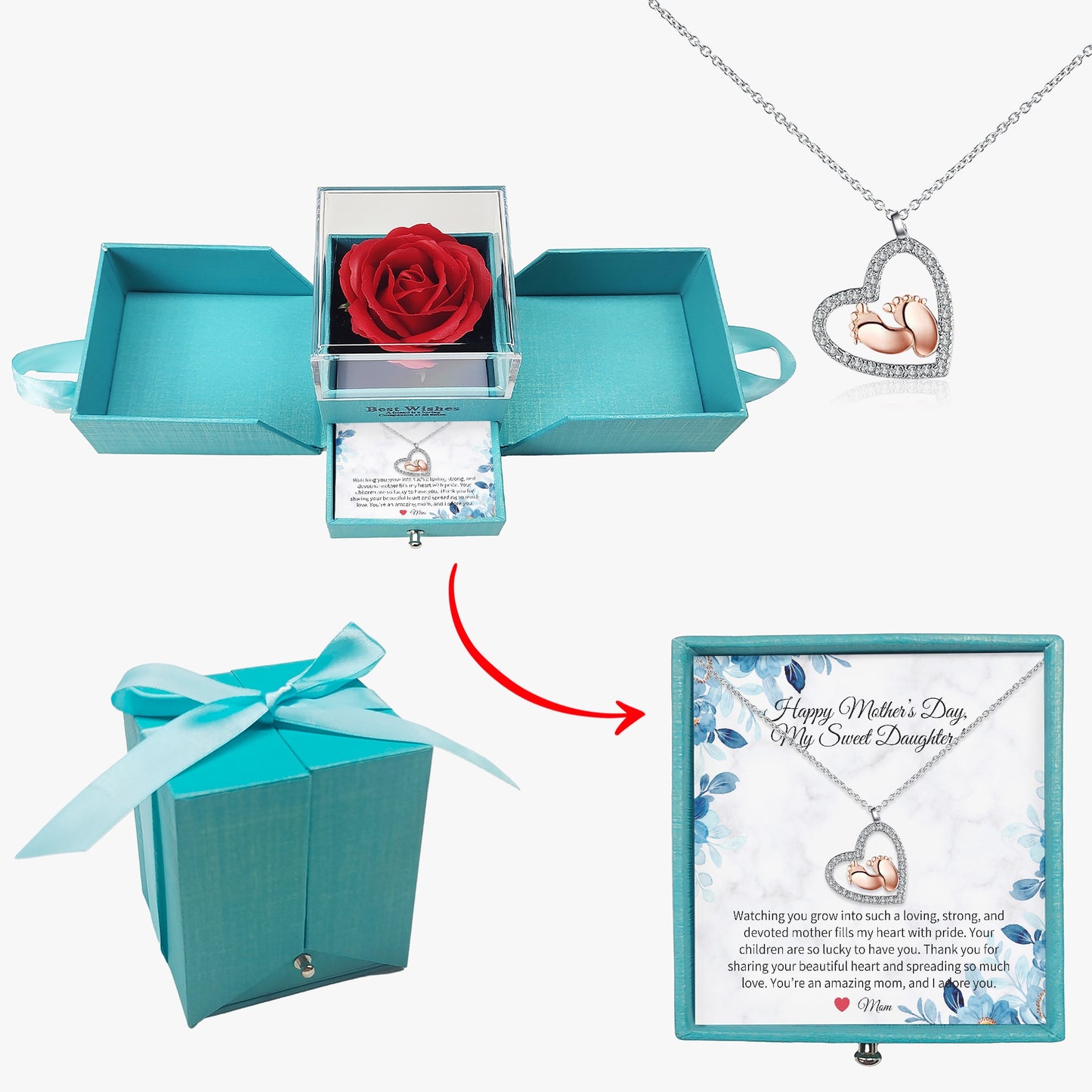Baby Feet Necklace with Gift Box - Mother to Daughter - Mother's Day - furevermama