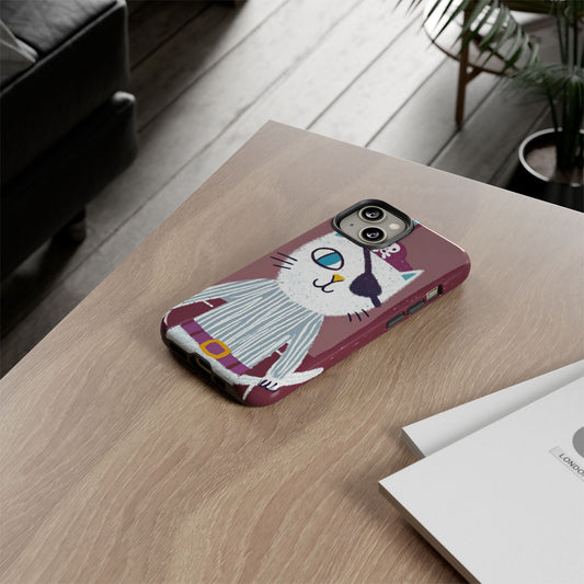 Phone Cases - Hand-Drawn Pirate Cat Design for Cat Lovers