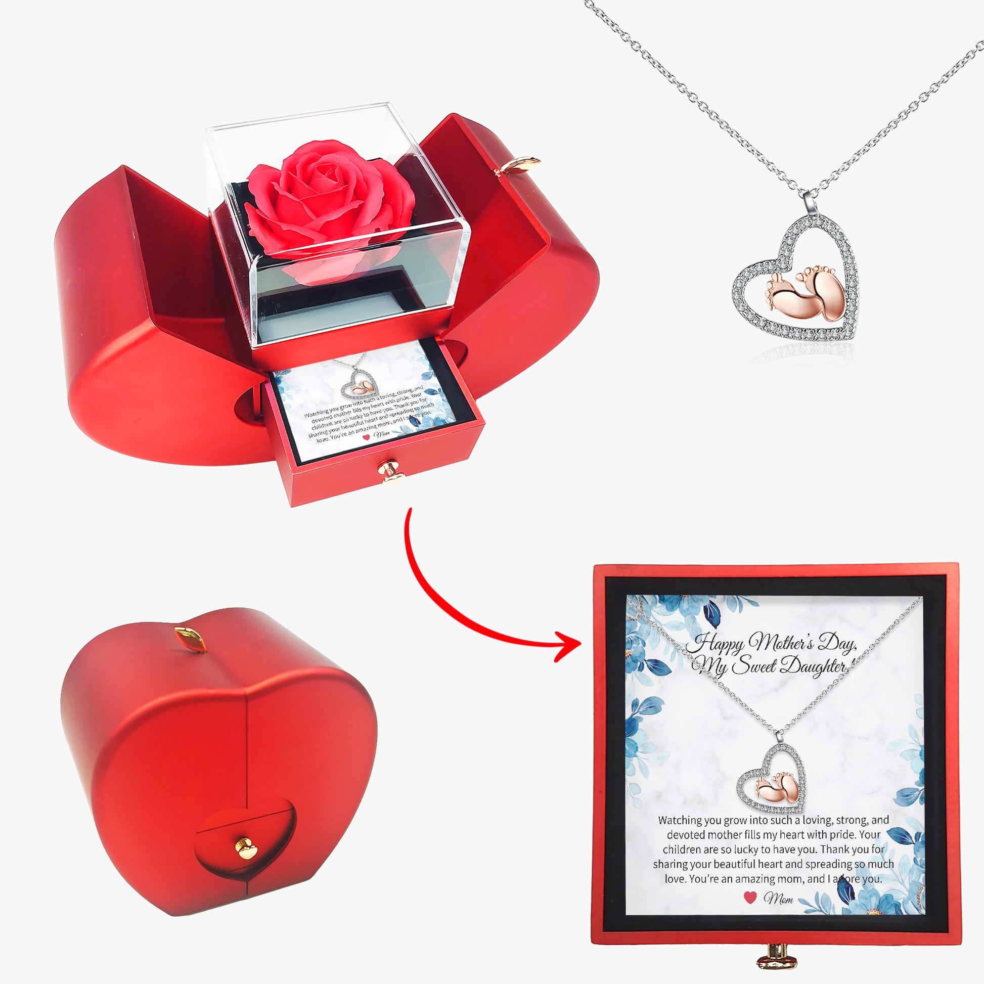 Baby Feet Necklace with Gift Box - Mother to Daughter - Mother's Day - furevermama