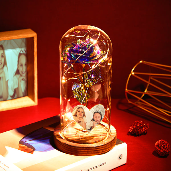 Custom Photo Eternal Rose Flower LED Night Light Glass Dome - furevermama