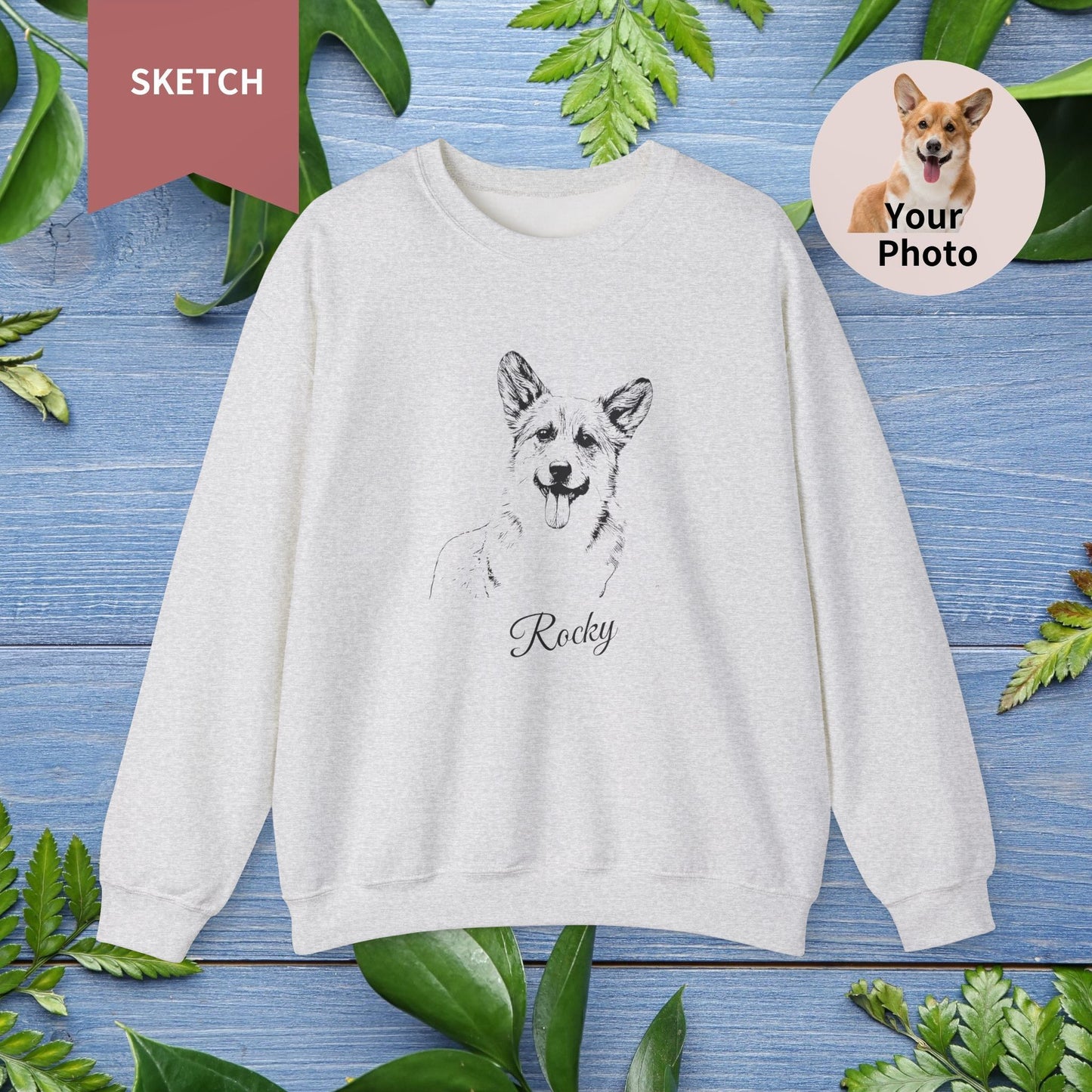 Custom Pet Sketch Crewneck Sweatshirt - furevermama