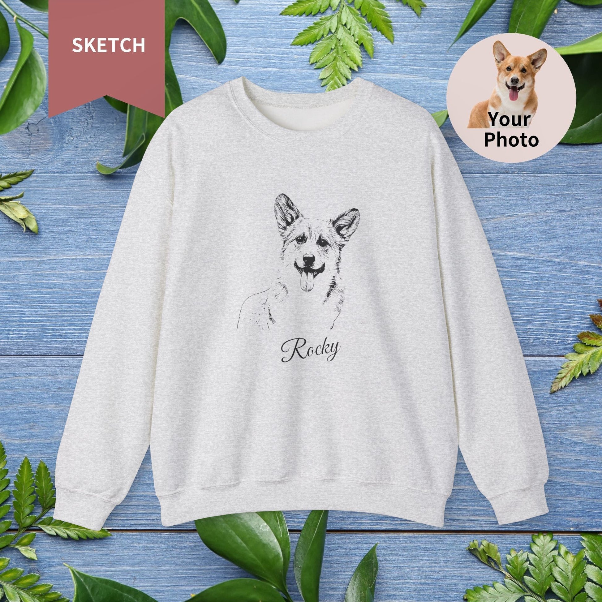 Custom Pet Sketch Crewneck Sweatshirt - furevermama