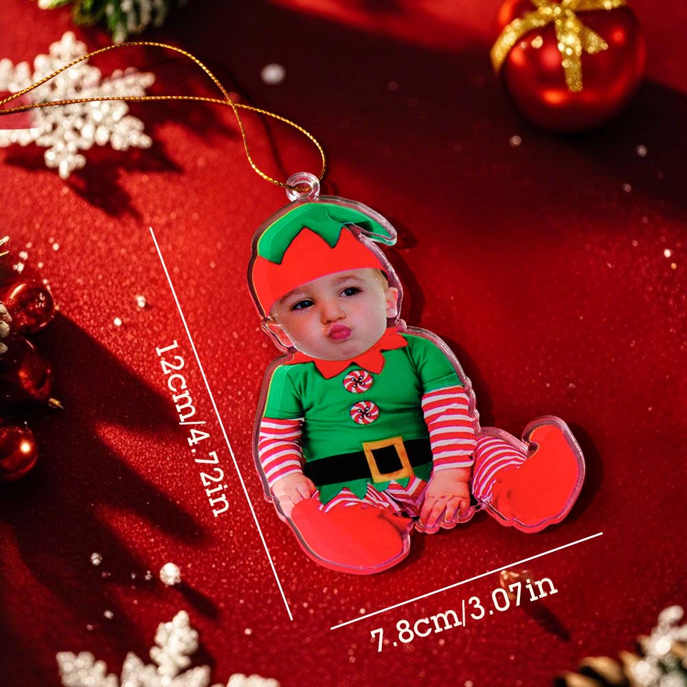 Personalized Baby Elf Ornament Baby Photo Christmas Ornament