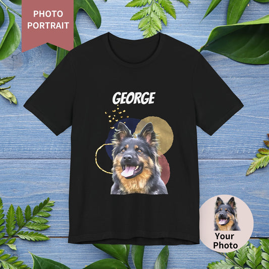 Custom Pet Portrait T-Shirt, Watercolor Background - furevermama