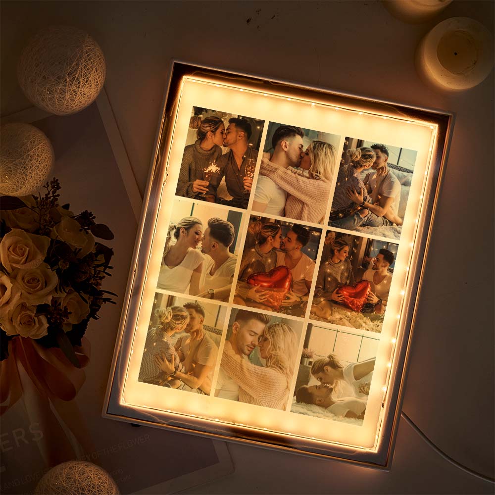 Custom Photo Frame Mirror Night Light – Personalized Photo Gift