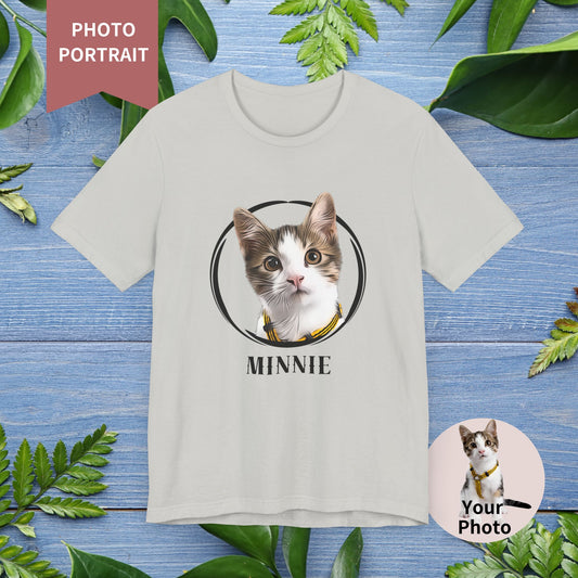 Custom Pet Portrait, Circle Frame Unisex T-Shirt - furevermama