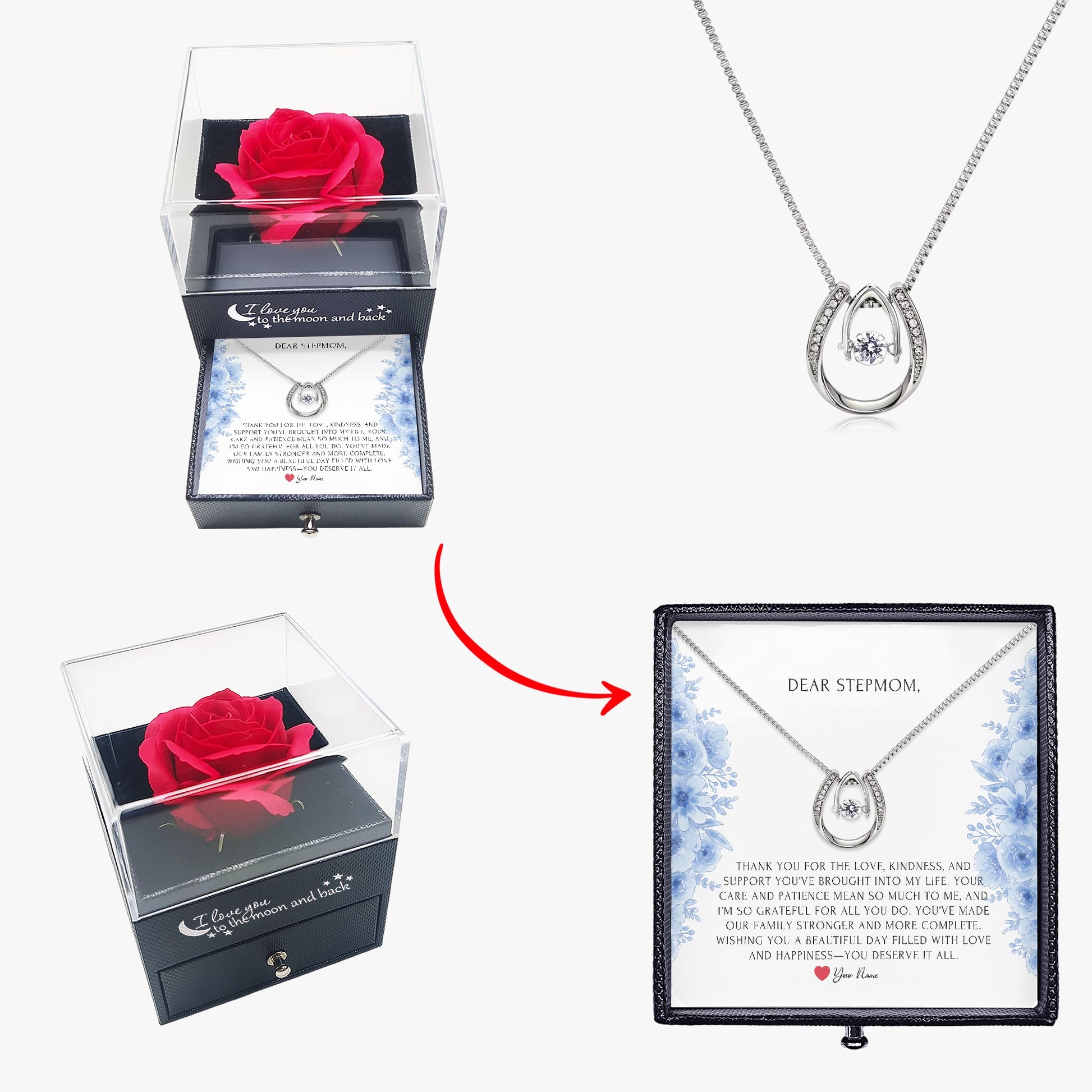 Horseshoe Necklace with Gift Box - To Step Mother - furevermama