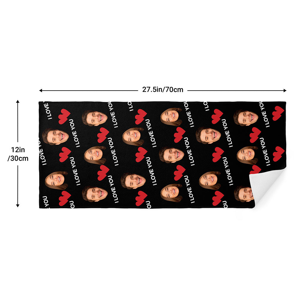 Personalized Face I Love You Towel with Red Heart - furevermama